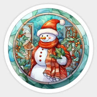 Snowman and Holly Sticker